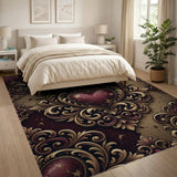 Ornate Baroque Cracked Heart Distressed Rug