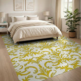 Elegant Gold Damask Scroll Area Rug