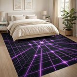 Geometric Modern Purple Neon Grid Geometric Area Rug