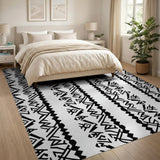 Bold Black White Tribal Geometric Area Rug