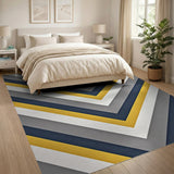 Bold Navy Yellow Chevron Stripe Area Rug