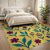 Sunny Yellow Purple Floral Area Rug
