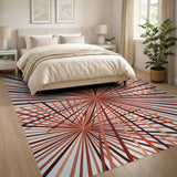 Radiant Red Geometric Area Rug
