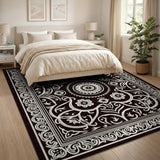 Black and White Intricate Black White Traditional Persian Rug