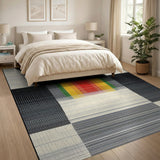 Abstract Multi-Color Geometric Stripe Area Rug
