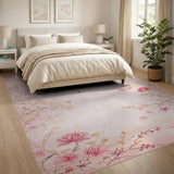 Floral Vintage Pink Blush Pink Peony Floral Vintage Area Rug