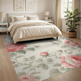 Pink Vintage Blush Pink Rose Floral Area Rug