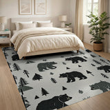 Black Bear Woodland Area Rug