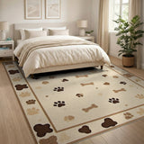 ODIKA Washable Dog Paw and Bone Print Area Rug - Non-Slip Low Pile Pet Friendly Carpet