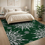 Geometric Modern Green Emerald Green Snowflake Geometric Area Rug