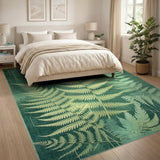 Vintage Fern Silhouette Green Area Rug