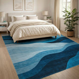 Abstract Area Serene Blue Wave Abstract Area Rug