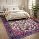 Pink Vibrant Pink Persian Floral Area Rug