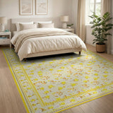 Floral Vintage Yellow Daisy Floral Area Rug