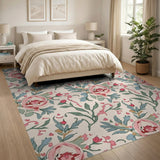 Blush Peony Floral Vintage Floral Vintage Area Rug