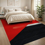 Bold Red Black Geometric Modern Area Rug