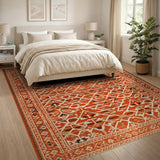 Orange Vibrant Orange Geometric Southwestern Area Rug