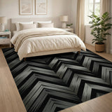 Geometric Modern Black and White Bold Zigzag Black White Geometric Area Rug