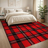 Classic Red Black Plaid Area Rug