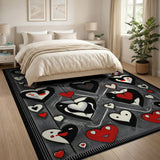 Whimsical Hearts Black White Area Rug