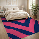 Bold Pink Navy Zigzag Area Rug