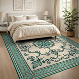 Blue and Teal Ornate Medallion Persian Area Rug