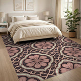 Pink Floral Lattice Persian Area Rug