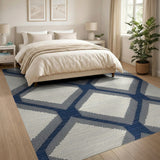 Navy Diamond Trellis Area Rug