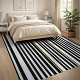 Barcode Stripe Black White Area Rug