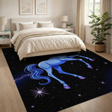 Magical Blue Unicorn Starry Cosmos Area Rug