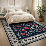 Navy Strawberry Vine Area Rug