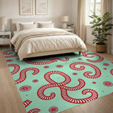 Festive Candy Cane Swirl Area Rug