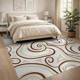 Abstract Area Swirling Beige Abstract Area Rug