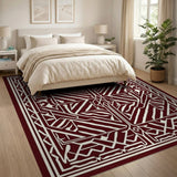 Ornate Maroon Persian Geometric Area Rug