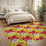 Vibrant Laughing Buddha Cartoon Area Rug