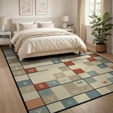 Multi-Color Alphabet Grid Area Rug