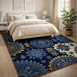 Tribal Tiki Masks Blue Teal Area Rug