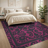 Purple Ornate Scrollwork Area Rug