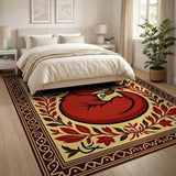 Charming Red Fox Floral Persian Rug