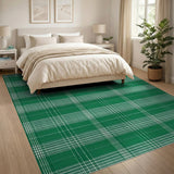 Geometric Modern Vibrant Green Plaid Check Area Rug