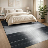 Black White Halftone Gradient Black and White Area Rug