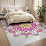 Pink Yellow Mandala Area Rug