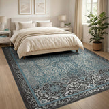 Elegant Teal Grey Persian Area Rug