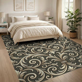 Ornate Grey Acanthus Floral Area Rug