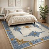 Vintage Blue Starburst Floral Area Rug