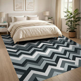 Modern Black White Zigzag Chevron Area Rug