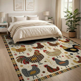 Rooster Plaid Rustic Farmhouse Area Rug
