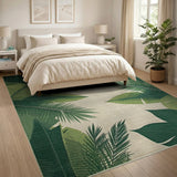 Green Palm Leaf Area Rug