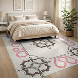 Pink Accented Persian Medallion Area Rug