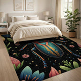Teal Jewel Beetle Vibrant Floral Area Rug